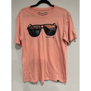 Hurley Original Key West Men's Size M Short Sleeve Tee Peach Sunglasses‎